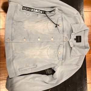 stretch denim jacket in heather gray NWT perfect